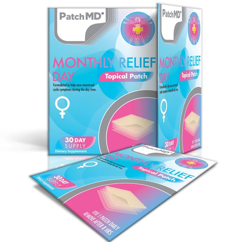 PatchMD Monthly Relief Day - 30 Daily Topical Patches. 100% Natural & Vegan. Allergy & Filler Free. High Absorption More bioavailable. Suitable for Sensitive stomachs & bariatric.